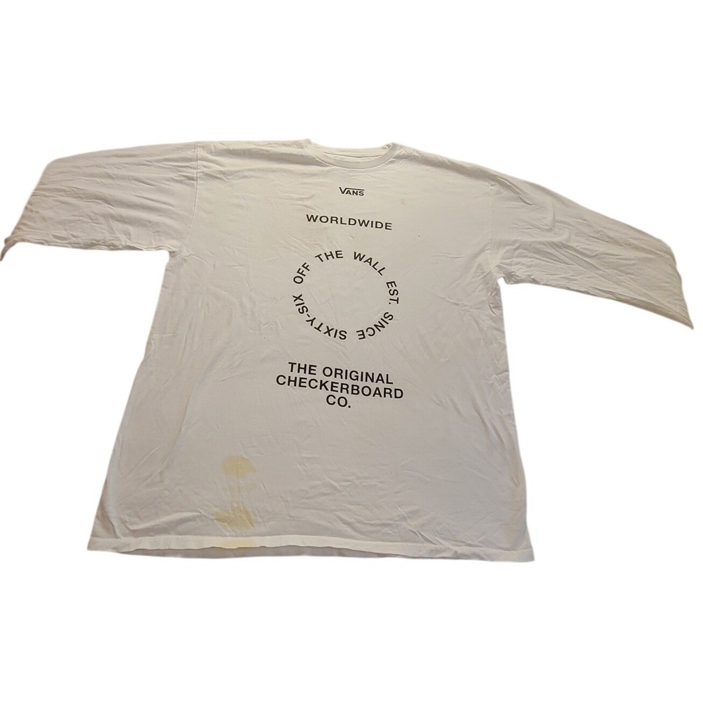 Vans Men's XL White Long Sleeve Graphic T-Shirt Worldwide Off The Wall Classic